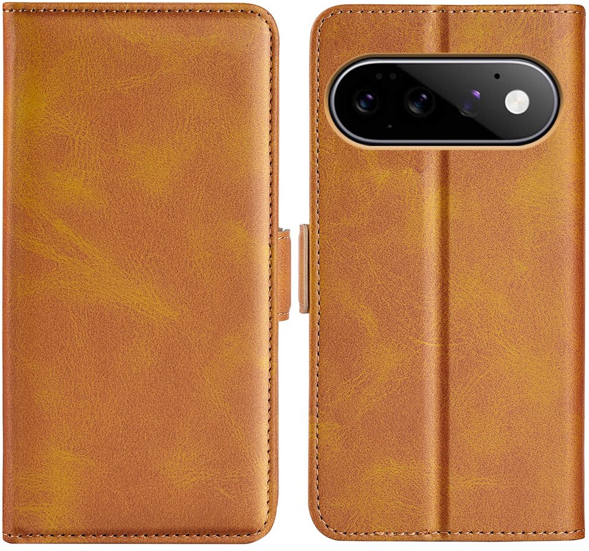 MobyDefend Hoesje - Geschikt voor Google Pixel 11 Pro - Luxe Wallet Book Case (Sluiting Zijkant) - Lichtbruin