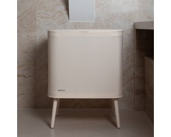 Novici wasmand beige 60L - wasmand op pootjes - wasmand op poten - wassorteerder met 2 vakken - wasbox - beige wasmand