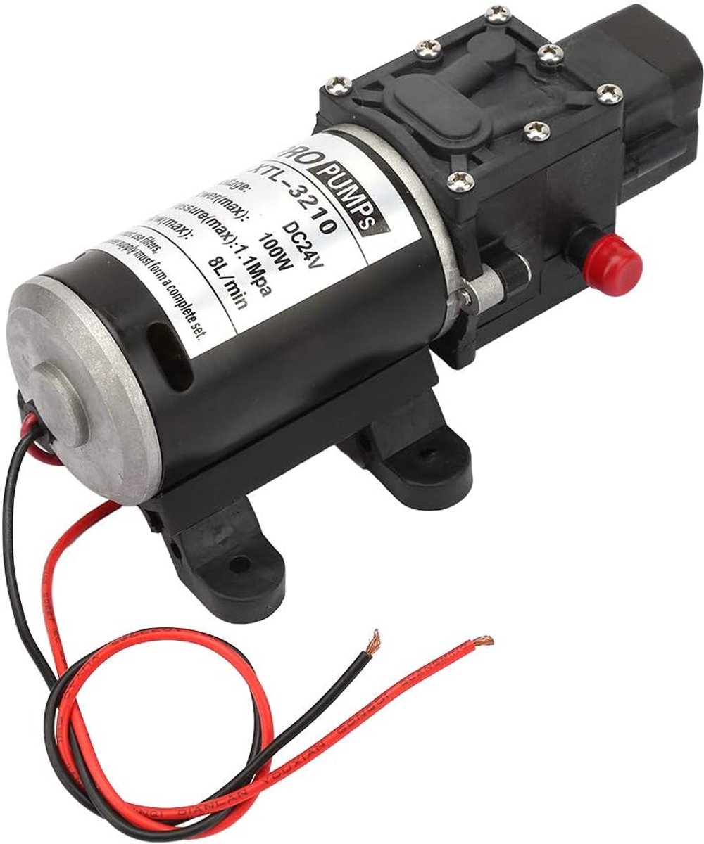 SnelShoppen - Hoogdrukpomp 24V 100W, Zelfaanzuigende Membranepomp 8 l/m Met Drukschakelaar, Waterpomp Voor Voertuigreiniging