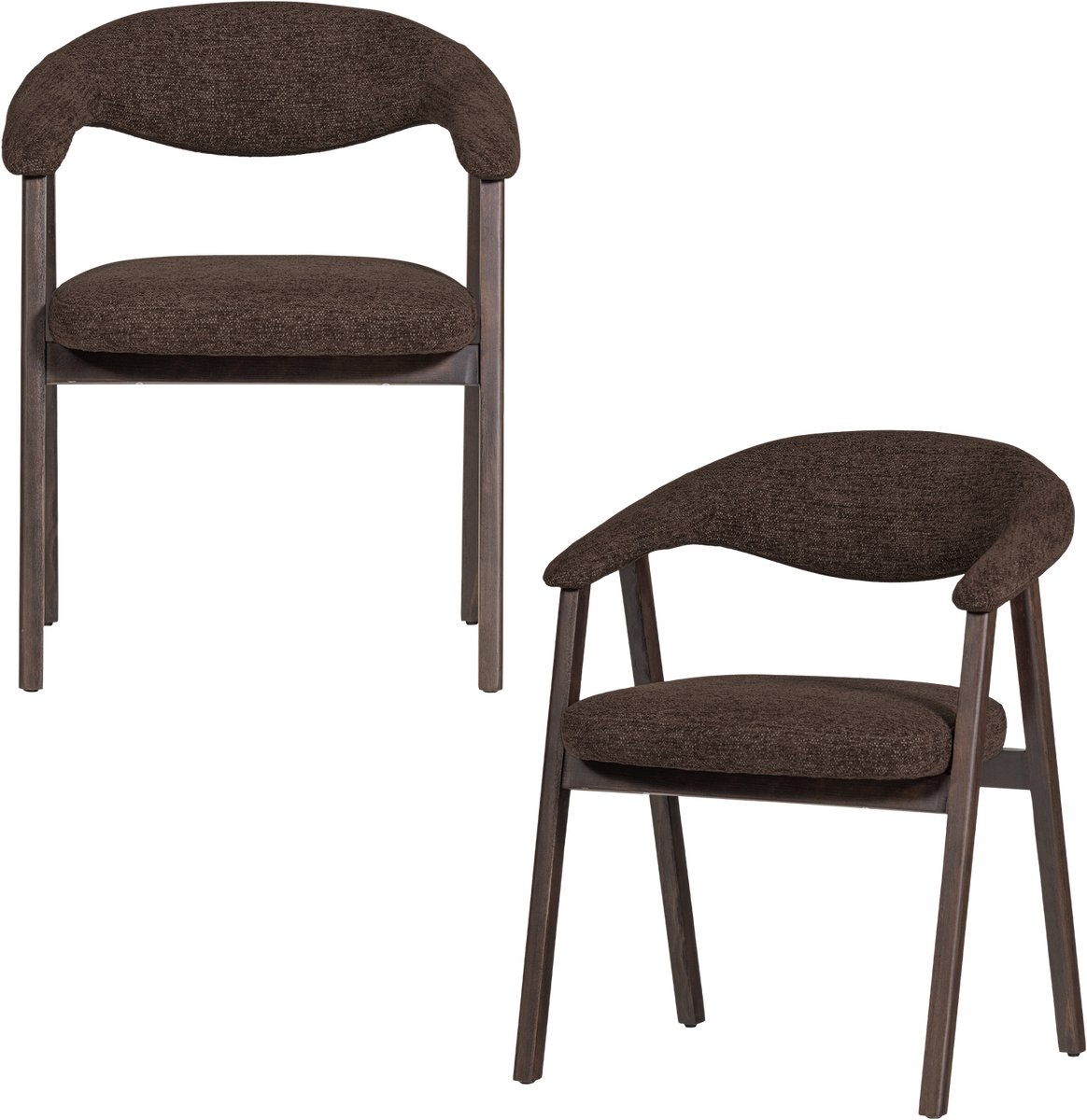 WOOOD Avar Eetkamerstoel Armleuning Bruin - Set Van 2 - 77x60x60