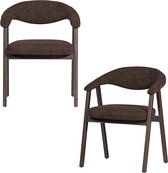 WOOOD Avar Eetkamerstoel Armleuning Bruin - Set Van 2 - 77x60x60