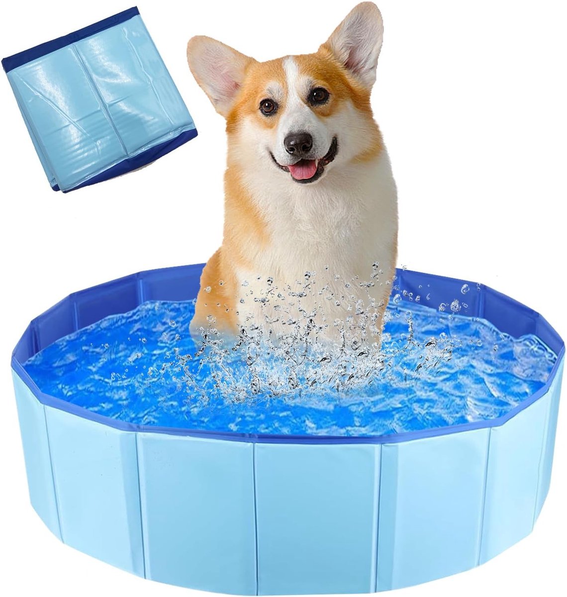 Opvouwbaar Hondenzwembad - Donkerblauw - 60 x 20 cm - Antislip en Verstevigd PVC - Voor Kleine Honden en Katten