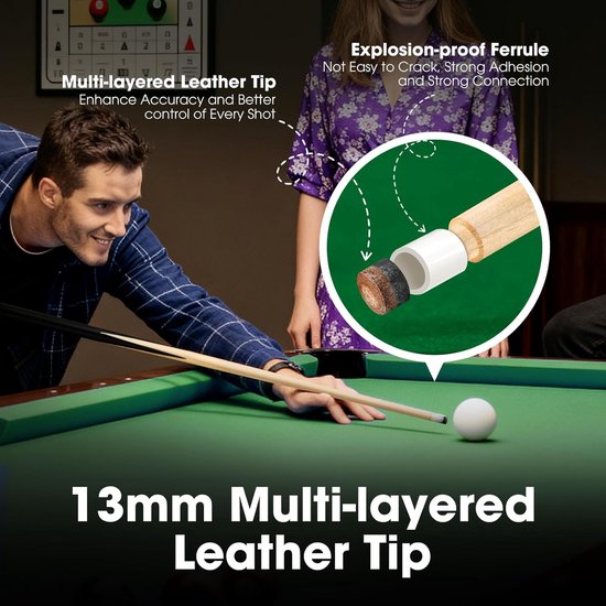 Pool Keu Set - Biljart Keuen - Spel Spelen - Hard Maple Shaft - 58 inch - Niet gespecificeerd — afbeelding 3