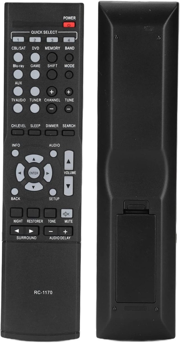 SnelShoppen - Vervangende Afstandsbediening voor AV Receiver, Hoogwaardige ABS, Geschikt voor AVR-1513 DHT-1513BA, Duurzaam en Gebruiksvriendelijk