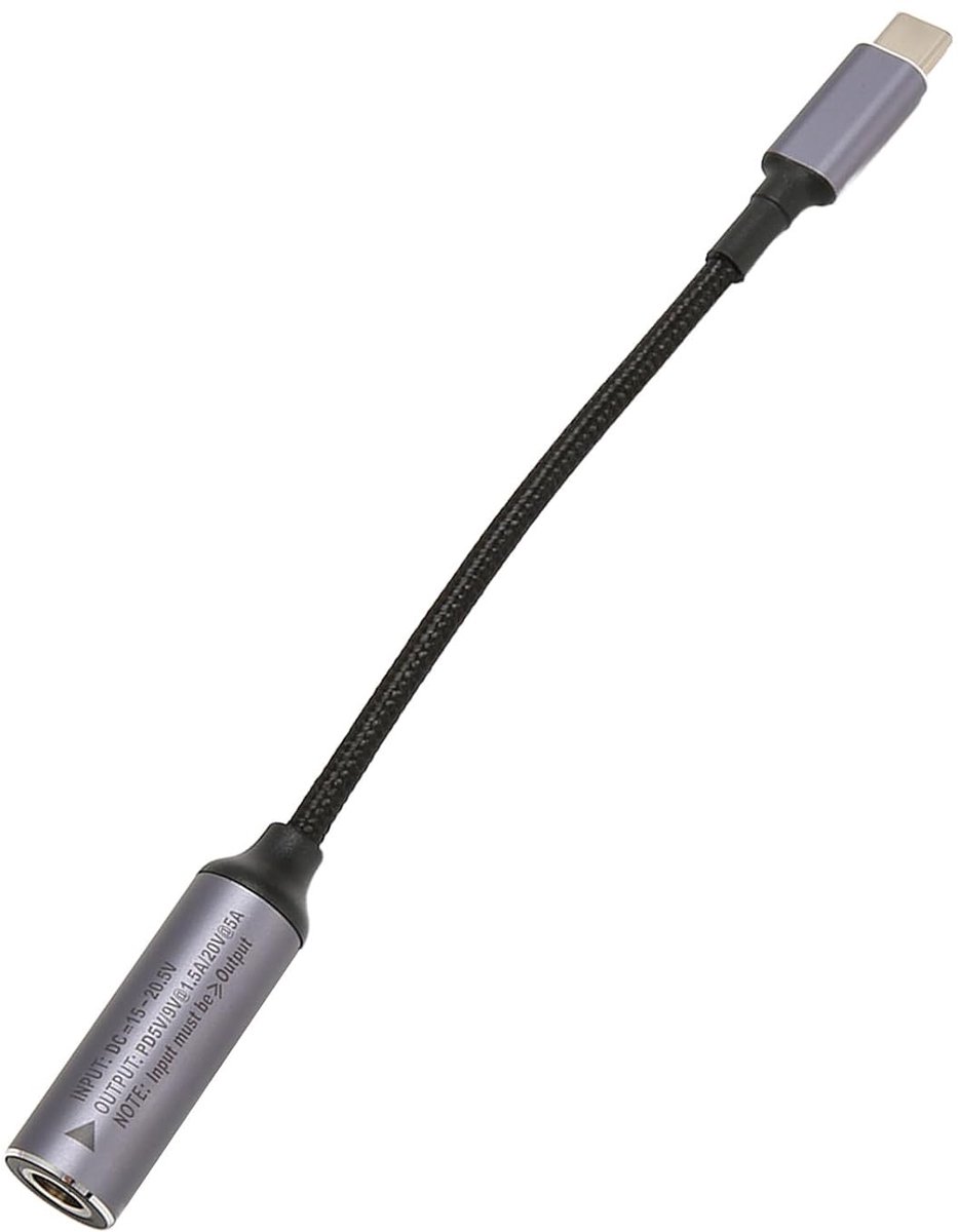 SnelShoppen - DC Naar Type C-Kabel 100 W, Automatische Identificatie DC Vrouwelijk naar Type C Mannelijk Kabel voor Reizen en Tablets, Breed Compatibe