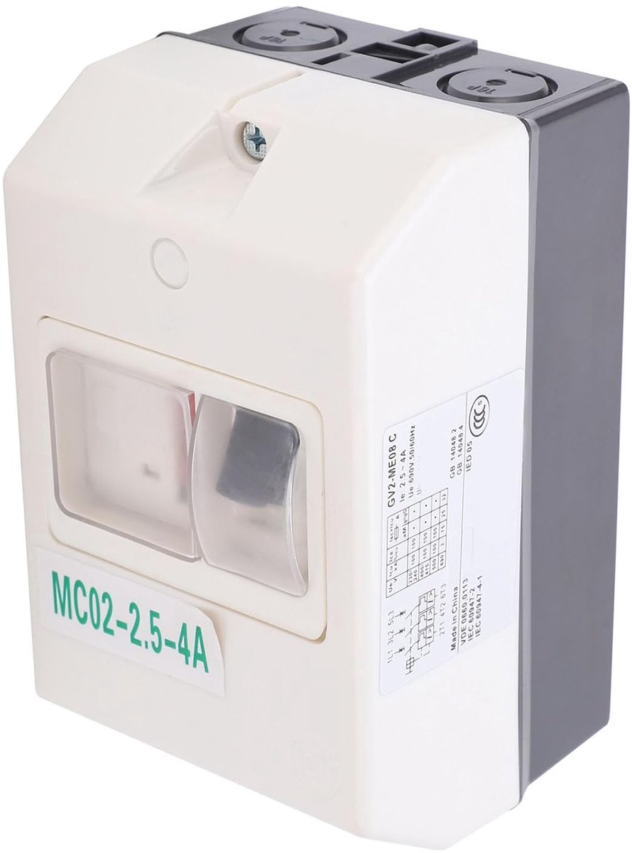 SnelShoppen - IP55 Elektrische Motor Circuitonderbreker MC02-2.5-4A Waterdichte Motorbescherming Schakelaar met ABS Behuizing