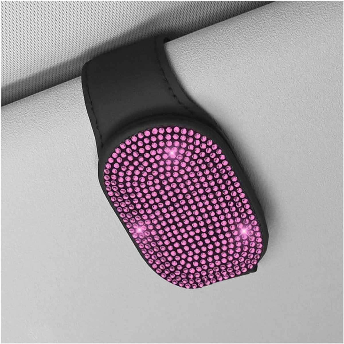 SnelShoppen - Luxe Zonnebril Clip voor Auto - Multifunctionele Zonnebril Houder met Magnetische Bevestiging - Premium Microfiber Leer met Sprankelende