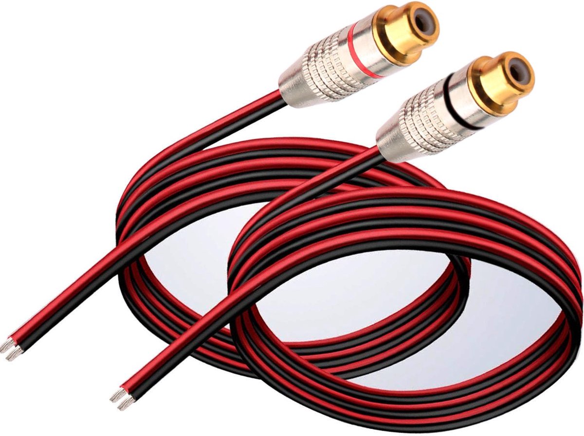 SnelShoppen - 2 Stuks RCA Plug Female Adapter, 14 AWG Luidsprekerkabel naar Cinch Female, Schroef RCA Plug, Verlengkabel voor Multimedia en CCTV (1FT/