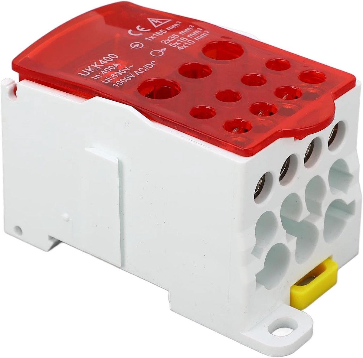 SnelShoppen - UKK400 Terminal Blok Aansluitdoos C45 Rail Type Enkelpolige Splitterdoos 690V 400A Rood - Brandwerende Isolatie, Hoogwaardige Koperverbi