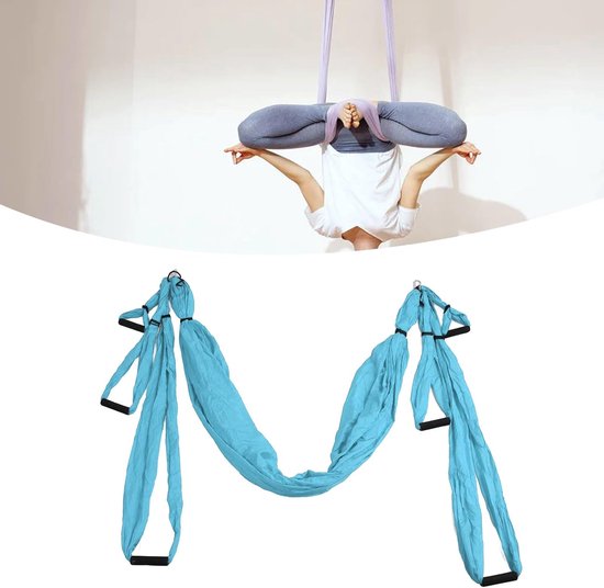 Air Yoga Hammock Swing Set with Storage Bag, Carabiner Hooks, Starter Set for All Levels, Harness (Lake Blue) - ShopVlot — afbeelding 5