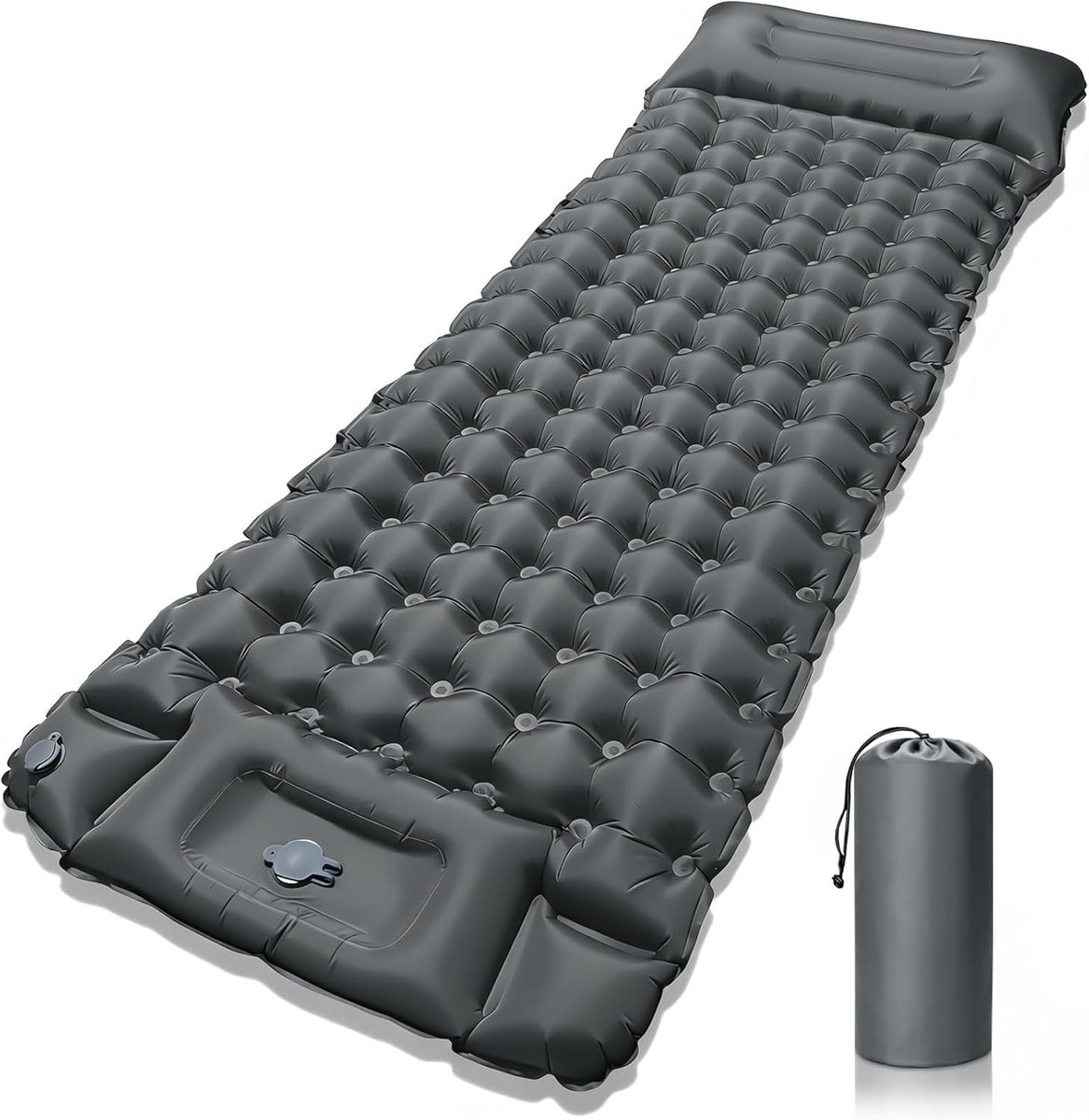 Zelfopblaasbare Kampeermatras - Grijs - 10 cm - Ultralicht en Draagbaar - Voor Kamperen en Wandelen