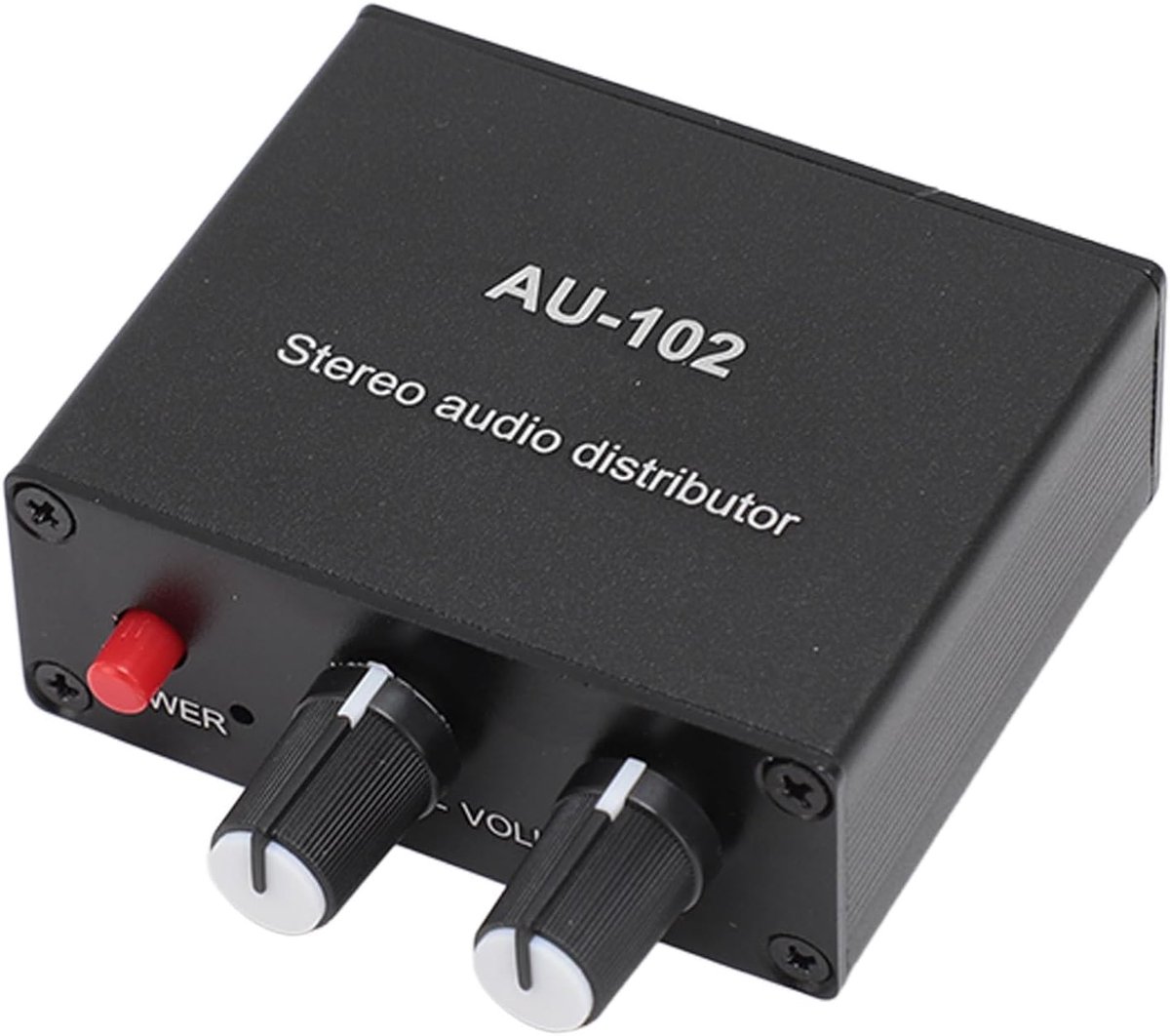 SnelShoppen - 2 Kanaals Geluidsversterker, Mini Stereo Audio Voorversterker, Thuis Audio HiFi Stereo Versterker Ontvanger, 1 Ingang 2 Uitgangen 3.5mm