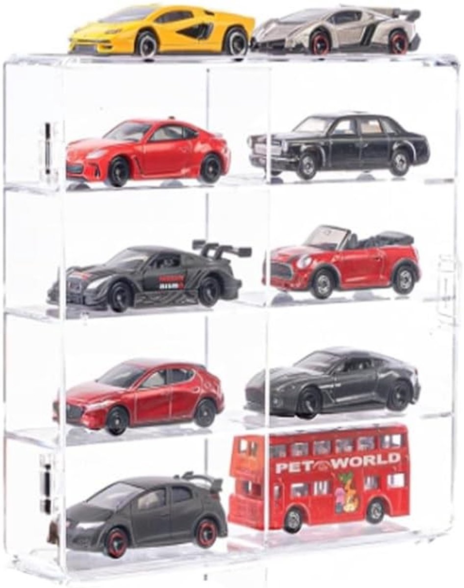 Displaydoos voor 1:64 Auto Model - Opbergkast voor Hot Wheels - Stofdichte Vitrine voor Speelgoedauto's en Verzamelobjecten