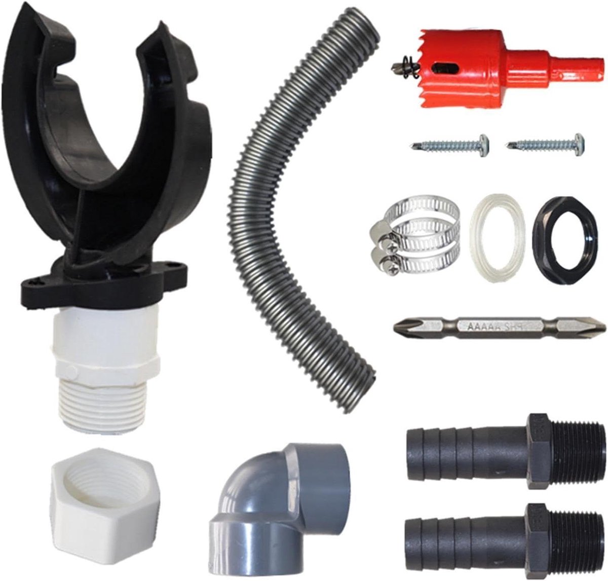 Regenton Connectorset - Regenopvangsysteem Aansluitset - Water Besparen Tuin - Flexibele Regenpijp Verlenging - 113 ponden - Grijs