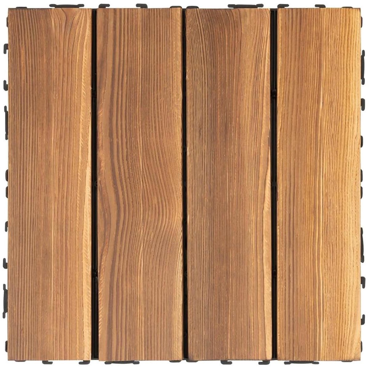 Balkontegels Hout - Terrastegels Kliktegels - Balkon Terras Inrichten - Massief Larikshout - 30x30 cm Set 36 - Bruin