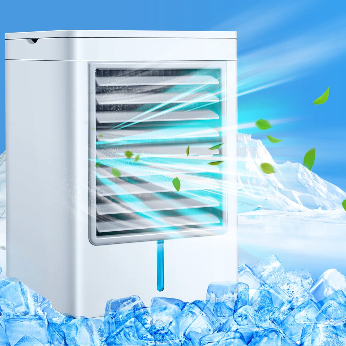 SnelShoppen - Draagbare Mini-Airconditioning, Stille Luchtkoeler met Groot Watertank, 3 Snelheden, USB-C, Persoonlijke Airconditioner voor Slaapkamer,