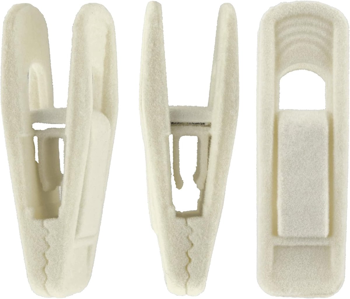 Kledinghanger Clips 20 Stuks - Beige - Flockmateriaal - Sterke grip voor kleding - SnelShoppen