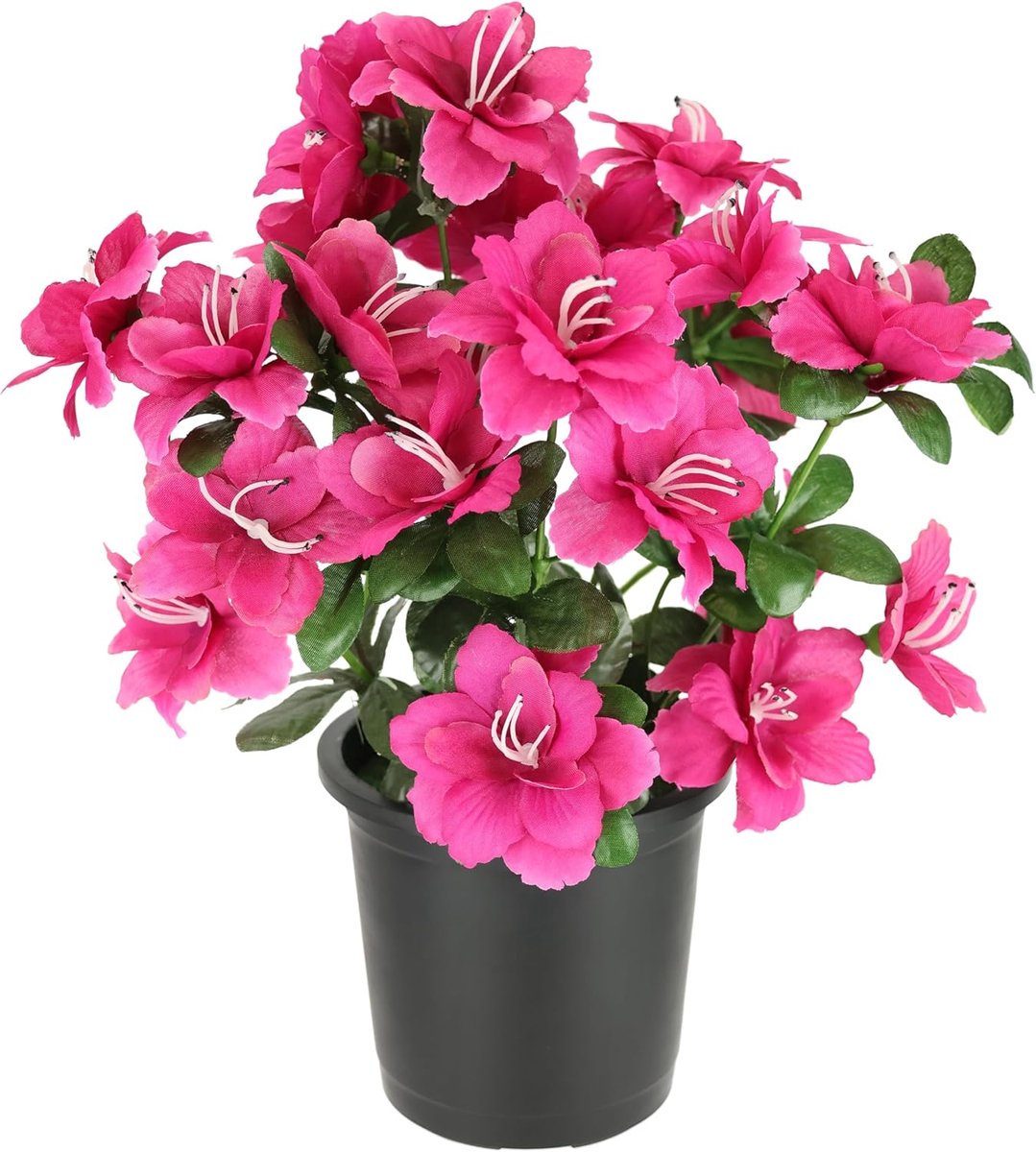 SnelShoppen - Kunstbloem Azalea in Pot 29cm - Rhododendron Bloemen - Kunstzijde Bloem - Decoratieve Bloem voor Floristiek - Potted Plant - Bloeiende P