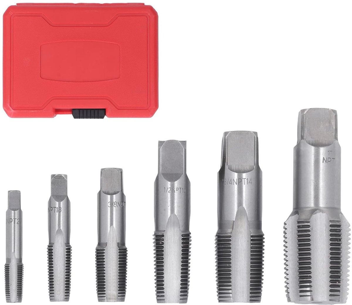 SnelShoppen - 6 Delige NPT Boorbitset, Inclusief Maten 1 inch, 3/4 inch, 1/2 inch, 3/8 inch, 1/4 inch en 1/8 inch, Hoogwaardige Koolstofstaal, Voor Pr
