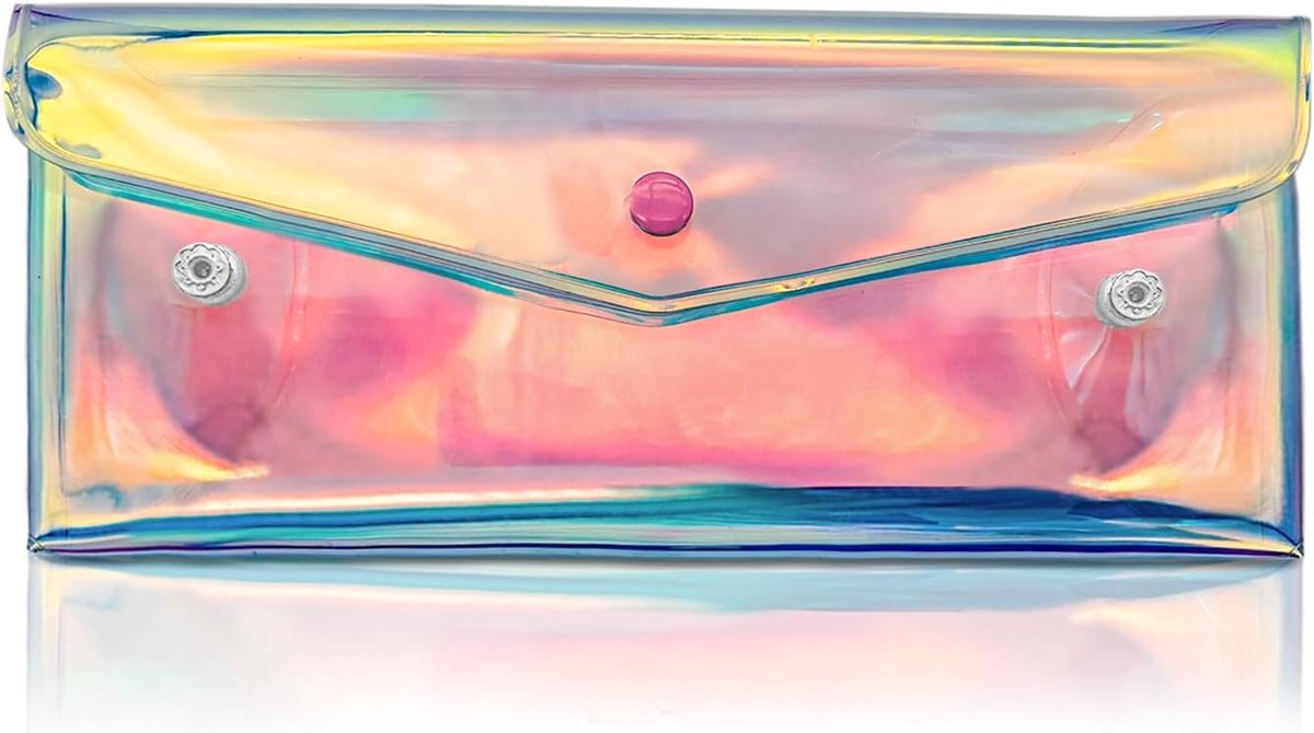 SnelShoppen - Kleine Make-up Tas Iriserend, Transparant Make-up Organizer voor Vrouwen en Meisjes, Waterdichte Make-up Tasje voor Kwasten, Sleutels, M