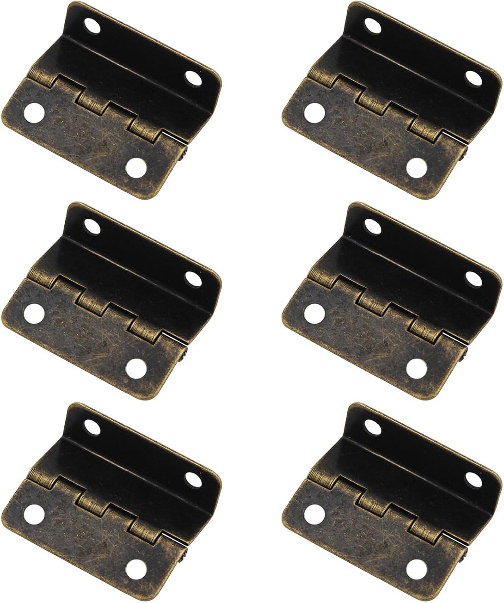 SnelShoppen - 6 Stuks Drievoudige Decoratieve Scharnieren - 41mm Half-Oppervlak Scharnieren voor Deuren, Kasten en Sieradenboxen (Antiek Brons)