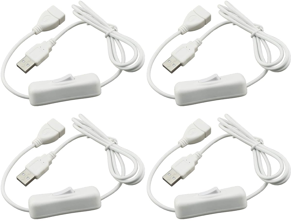 USB kabel met aan/uit schakelaar 1m - wit - voor LED lampen en strips - eenvoudig in gebruik - ShopVlot
