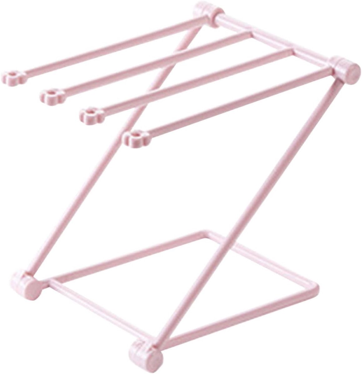 SnelShoppen - Countertop Afwasdoek Droogrek met 4 Armen - Vouwbaar Doekjes Organizer - Roze Keukenaccessoire voor Snel Drogen van Handdoeken en Doeken