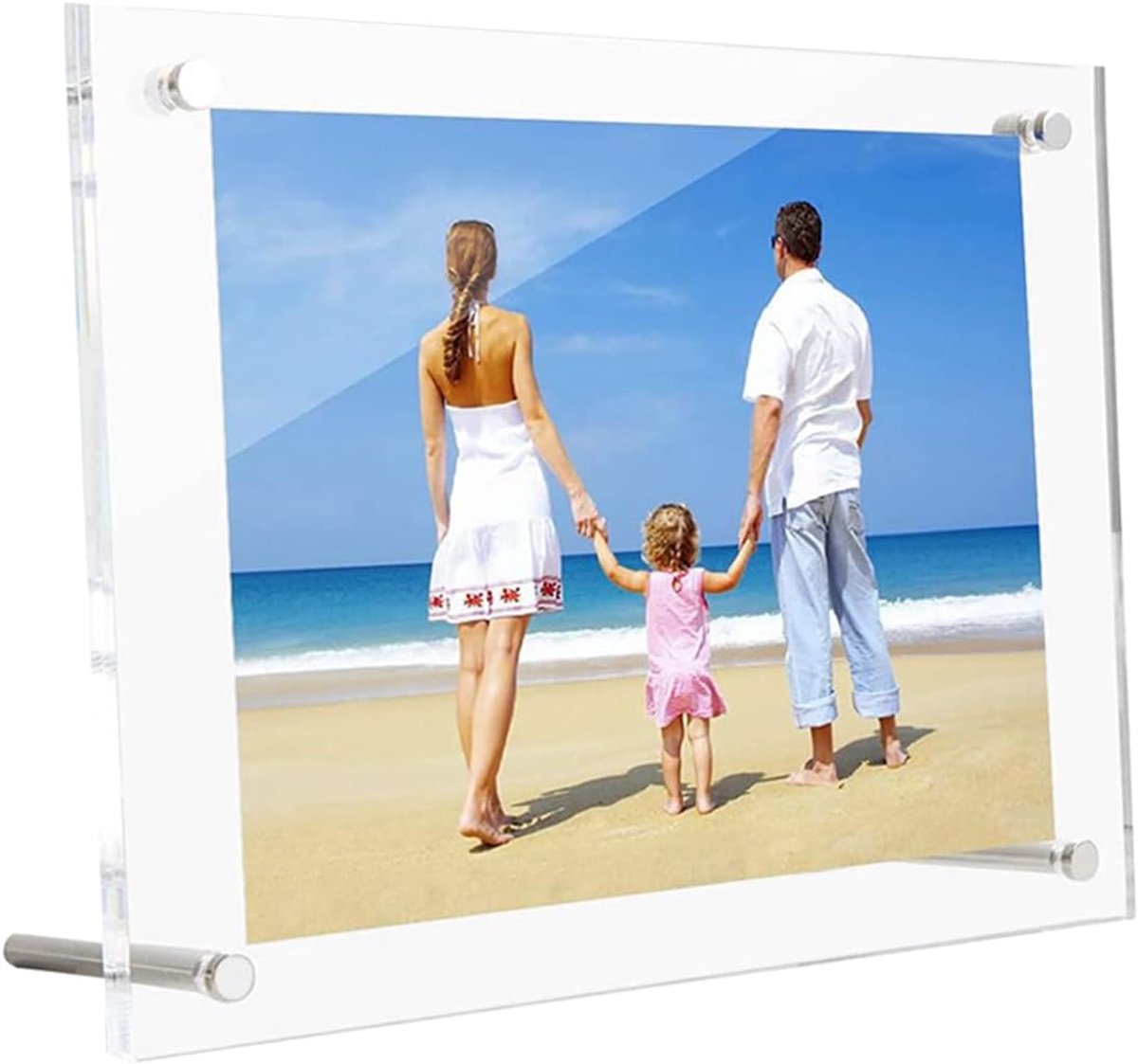 SnelShoppen - Acryl Fotolijst, Dubbele Paneel Heldere Fotolijsten, Tafelblad Frameloze Fotolijst, Dikke Blokdisplay Stand met Ruimte voor Thuis Kantoo