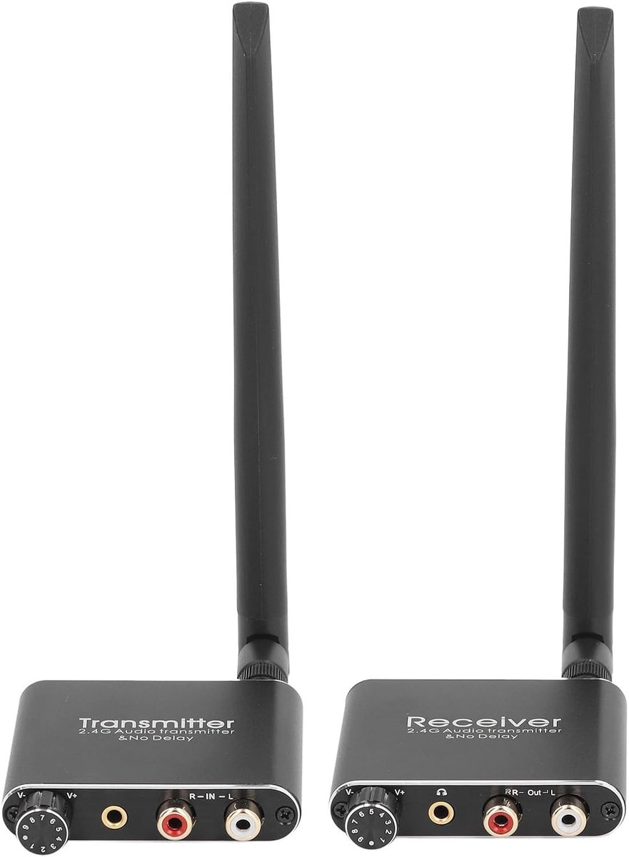 SnelShoppen - 2.4GHz Draadloze Audiozender en Ontvanger, Laag Latentie Draadloze Audio Adapter, Lange Bereik tot 50 Meter met 3.5mm Kit
