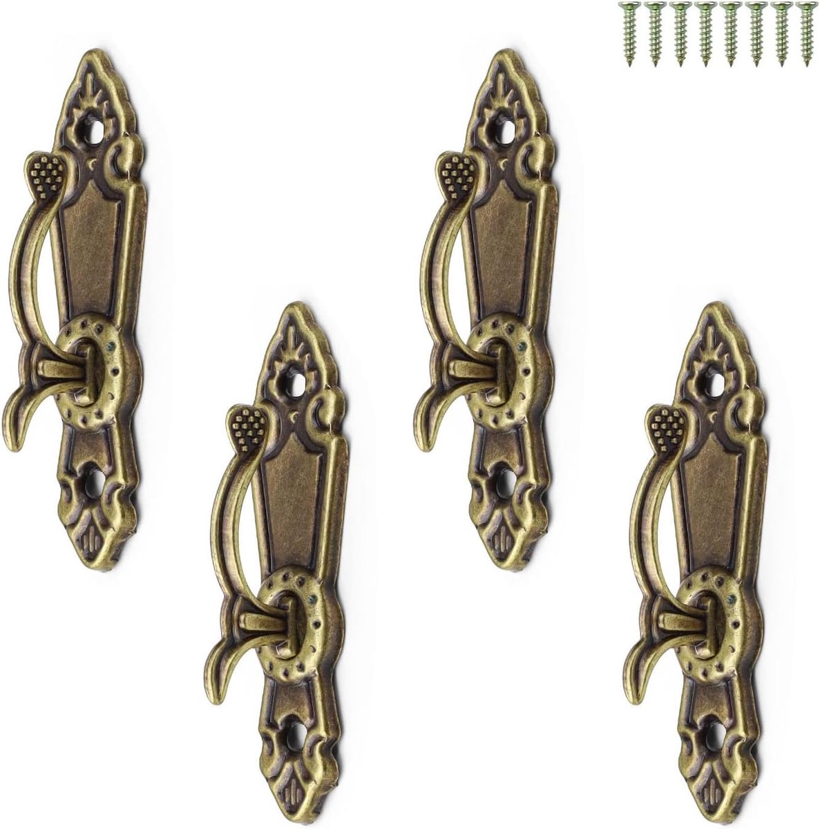 SnelShoppen - Gordijnhouder met schroeven, 4 stuks, metalen gordijnhaak voor wandmontage, retro gordijnhouders, wandhaken voor het ophangen van gordij