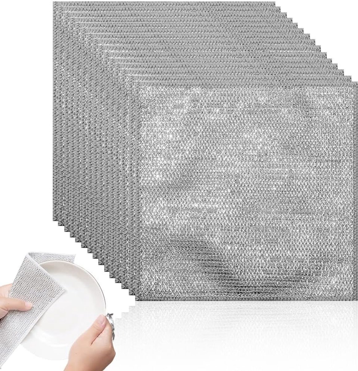 SnelShoppen - 15 Stuks Multifunctionele Stalen Draaddoeken 20x20 cm - Duurzaam, Efficiënt en Veelzijdig Schoonmaakmateriaal voor Keuken, Afwas, Huisho