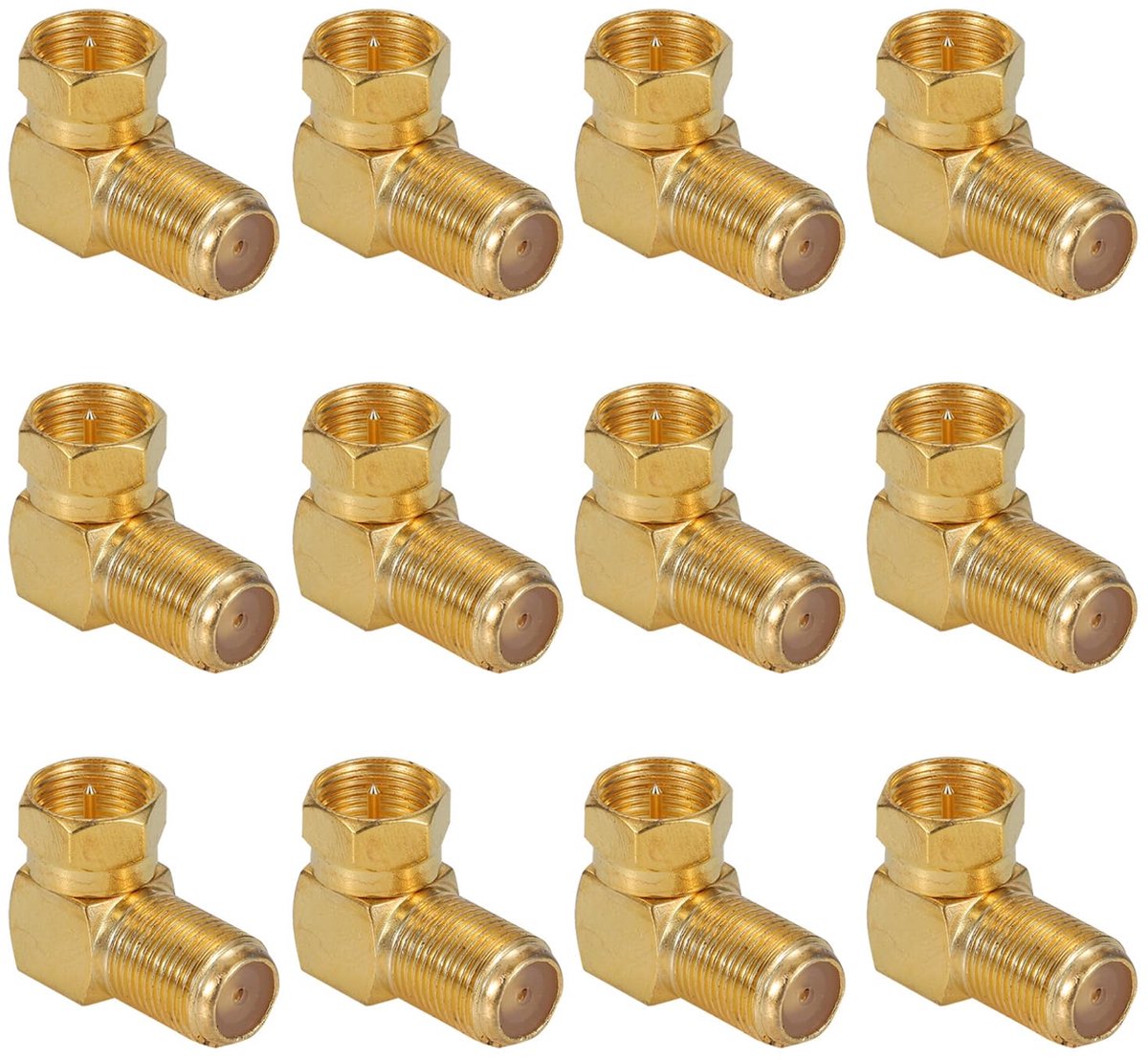 SnelShoppen - 12 Stuks Rechthoekige Coaxiale Connectoren, 90 Graden F Type Mannelijk naar Vrouwelijk RF Coaxiale Kabel Connector Adapter voor Wandgemo