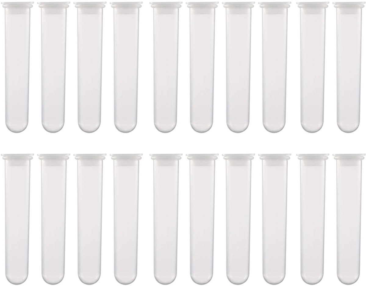 SnelShoppen - 20 ml Plastic Centrifuge Tubes met Snap Lid, 20 Stuks, Ronde Laboratorium Containers, Polypropyleen, Transparant, Ideaal voor Laboratori