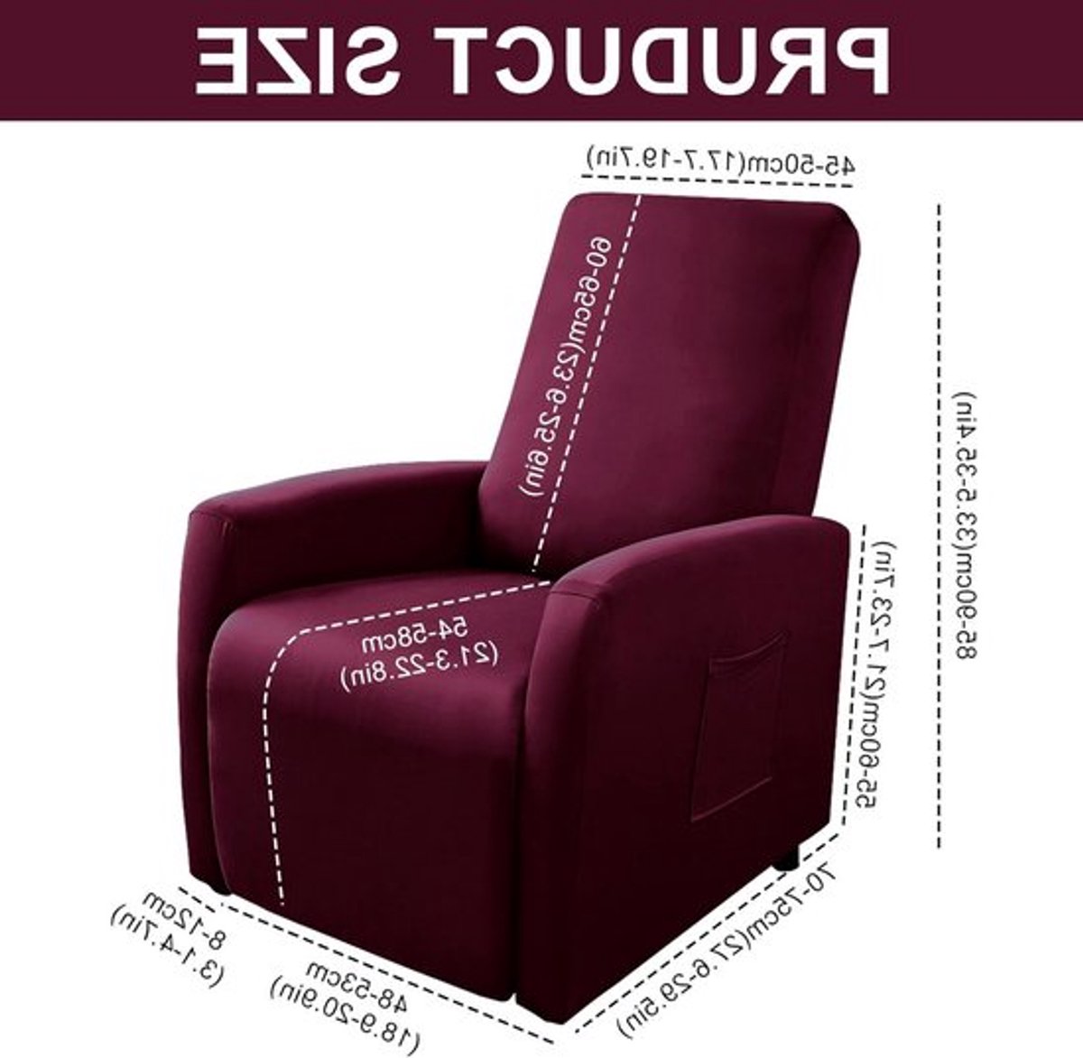 Stretchbare Recliner Hoes voor Relaxfauteuil, Waterdichte Bescherming, Elastische Stoelhoes, Ideaal voor TV en Woonkamer (Rood Wijn)