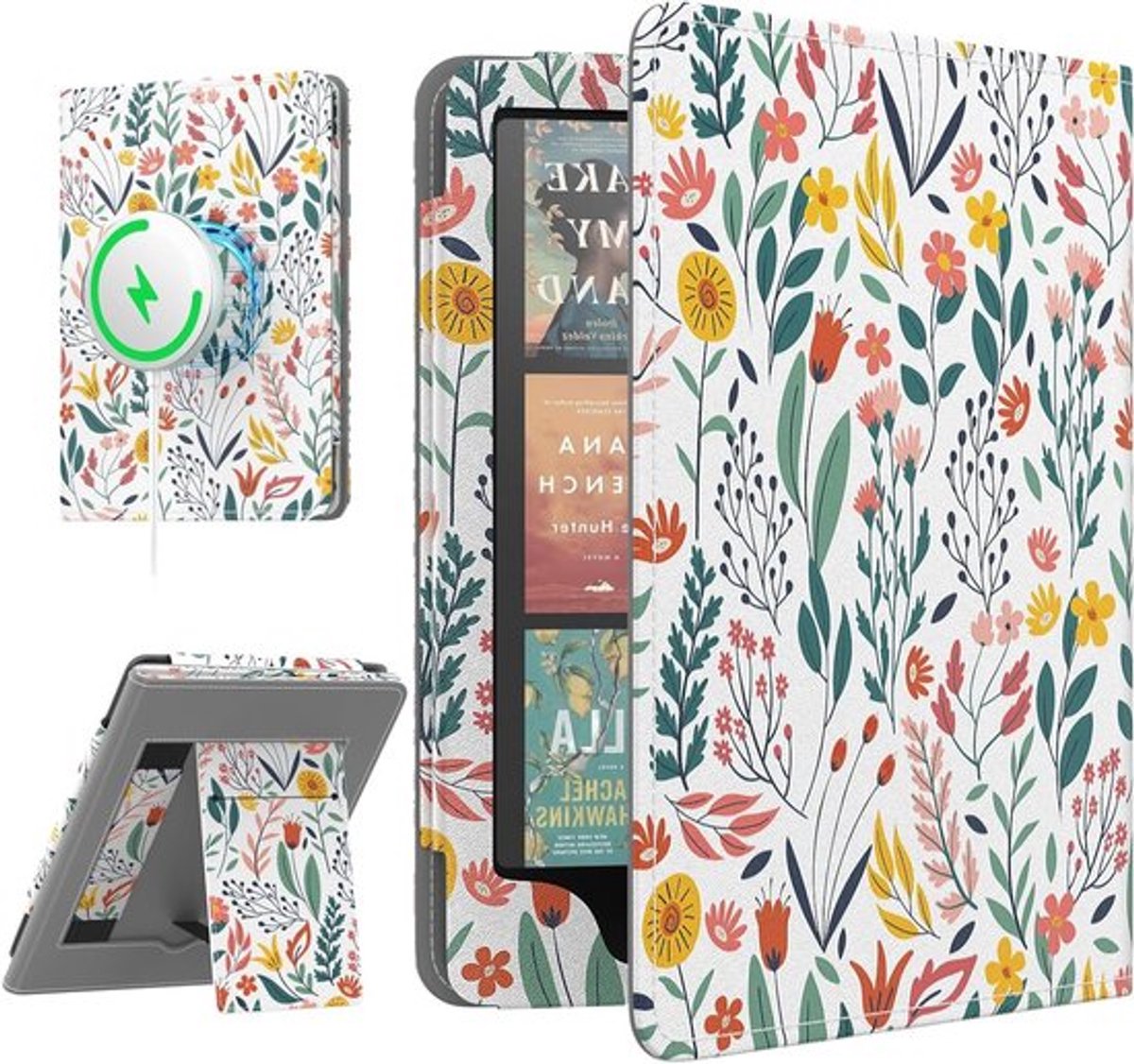 Magnetische Hoes voor 7"/6.8" Kindle Paperwhite Signature Edition - Geschikt voor Draadloos Opladen, Bescherming en Stijl met Bloemenprint