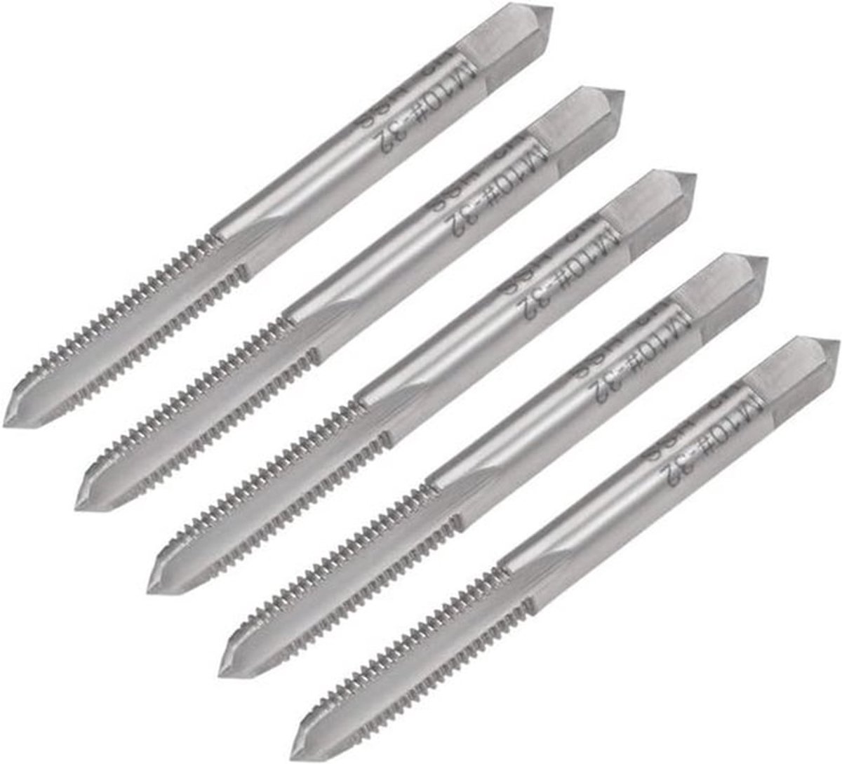 10-32 UNF Rechtse Fluit Draad Tap, Schroefmachine Tap met H2 Tolerantie, HSS 3 Fluiten, Set van 5 Stuks voor Precisie Draadbewerking
