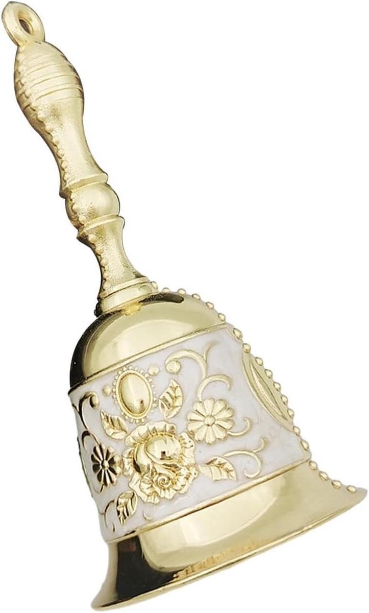 Antieke Handbel - Servicebel Decoratiebel - Maaltijden Serveren - Luid Helder Geluid - 11.1 cm - Wit Goud
