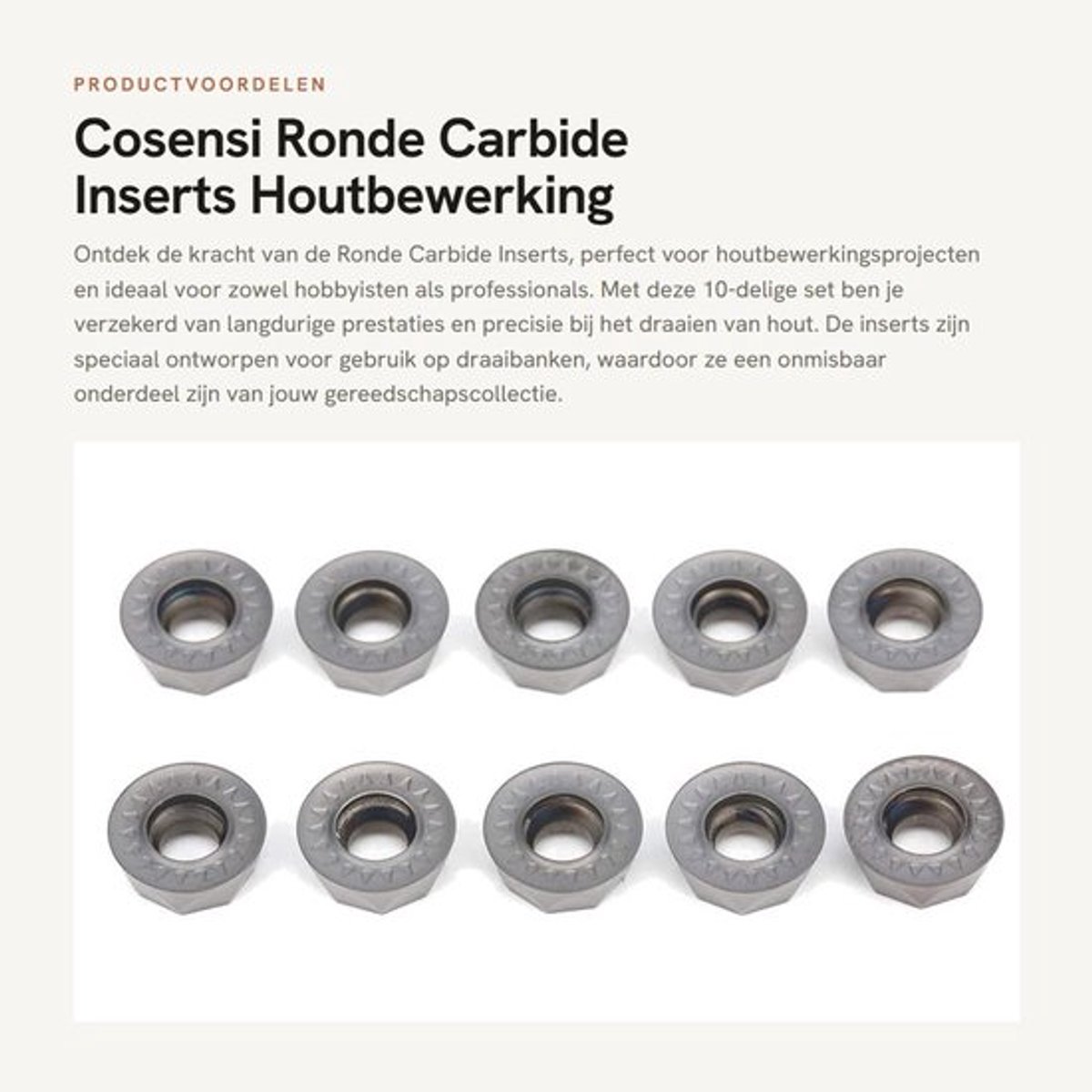 Karbide-inzetstukken 10 stuks - Ronde frees-inzetstukken - Houtbewerking - Draaigereedschap - Hittebestendig - Lichtgewicht en Precisie - Snij-inzetstukken
