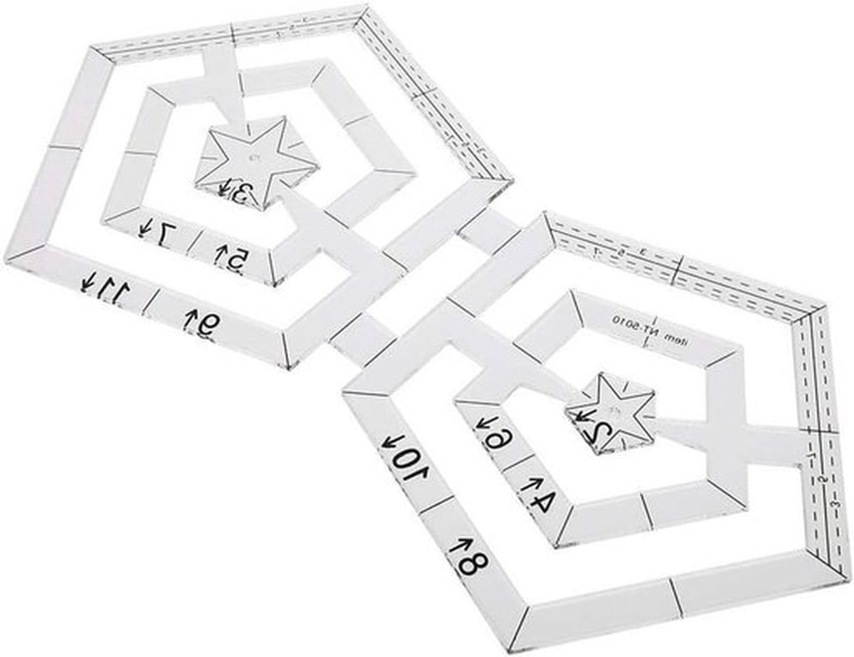Pentagonale Quilt Linialen voor Patchwork, Dubbele Naaigereedschappen voor Precisie en Creatieve Naaiprojecten