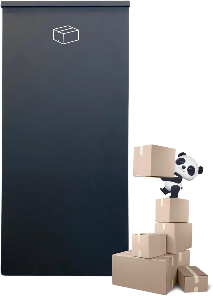 Pakketbrievenbus Vrijstaand - XXL Pakketbox - Pakketten Ontvangen - Achteruitname Cilinderslot - 30 x 40 x 90 cm - Zwart