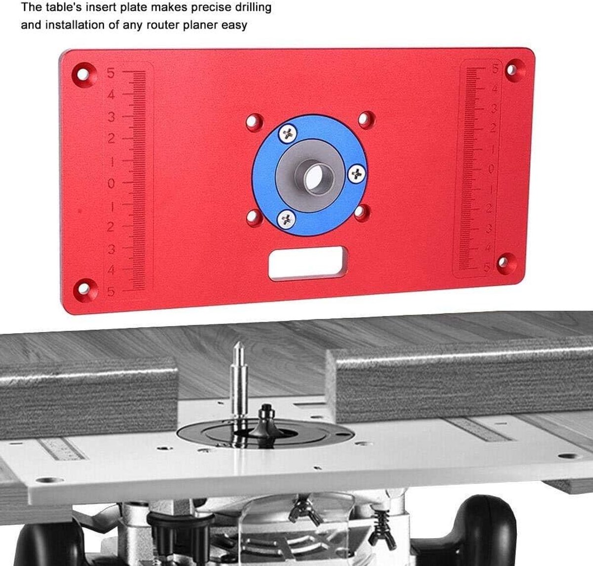 SnelShoppen - Aluminium Frees Tafel Inzetplaat - Trim Router Tafelplaat Houtbewerking - Flip Trim Bord met 2 Aluminium Ringen en Installatie Schroeven