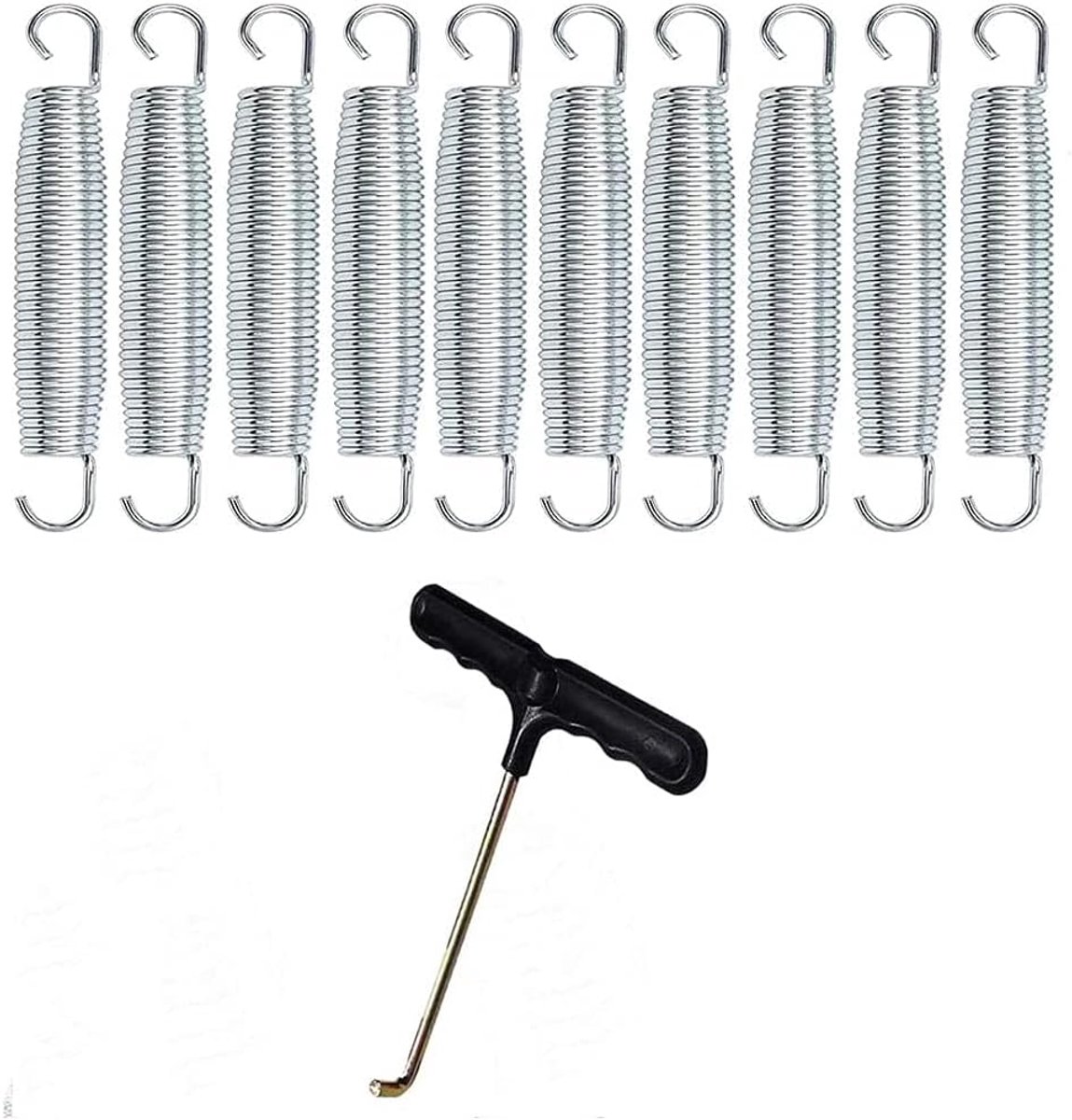 SnelShoppen - Trampoline Springs Set van 10 - Robuuste Gegalvaniseerde Staal, 16.5 cm T-Haak voor Trampoline, Schommelsets, Kassen, Basketbalring, Sch