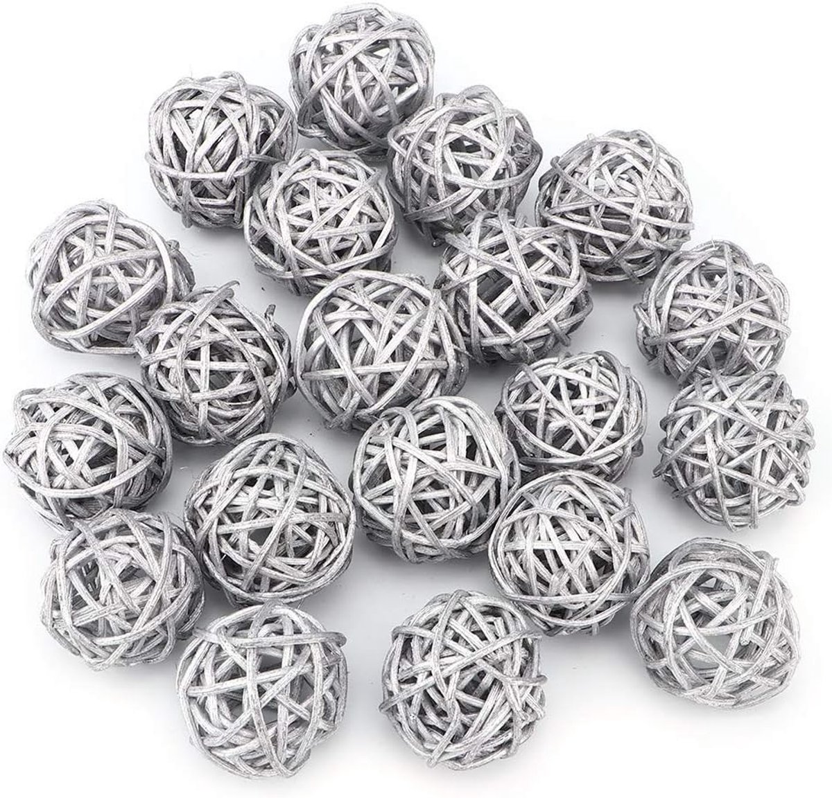 Rattan ballen 20pcs - 1,2 inch - zilver - decoratieve vulling voor vaas - ShopVlot