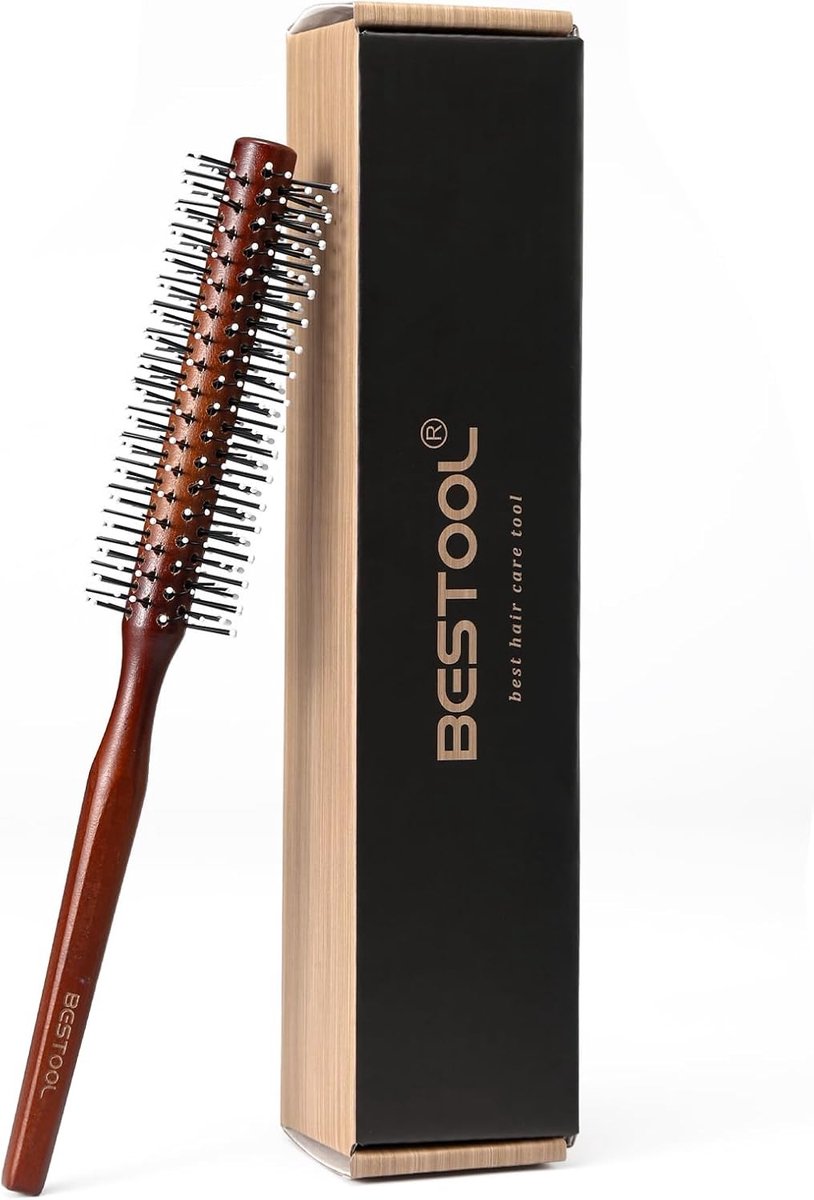 Ronde Baardborstel voor Mannen, Professionele Styling Borstel voor Korte en Middellange Haren, Ideaal voor Rechtzetten en Krullen
