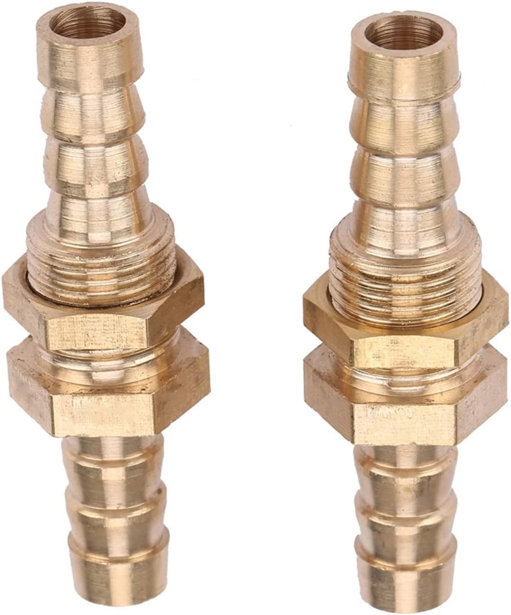 SnelShoppen - 2-delige Messing Slangconnector Bulkhead Koppeling, Water, Lucht, Brandstof, Boot Pijp Fitting (0,39 inch)