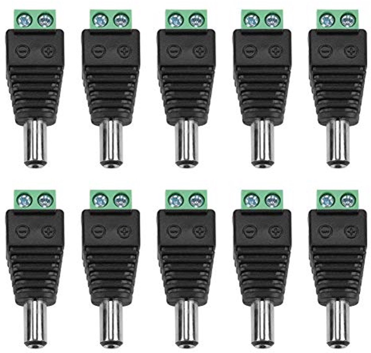 SnelShoppen - 10 Stuks DC Voedingsplug Jack Terminal Adapter Plug voor CCTV Camera DVR Beveiligingssysteem LED Strip 5.5 * 2.1mm