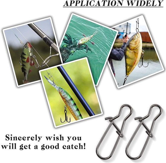Sterke en Mooie Duo Lock Snaps voor Vissen - 100 Stuks Rvs Lure Haak Verbinding voor Zoet- en Zoutwater Visgerei — afbeelding 3