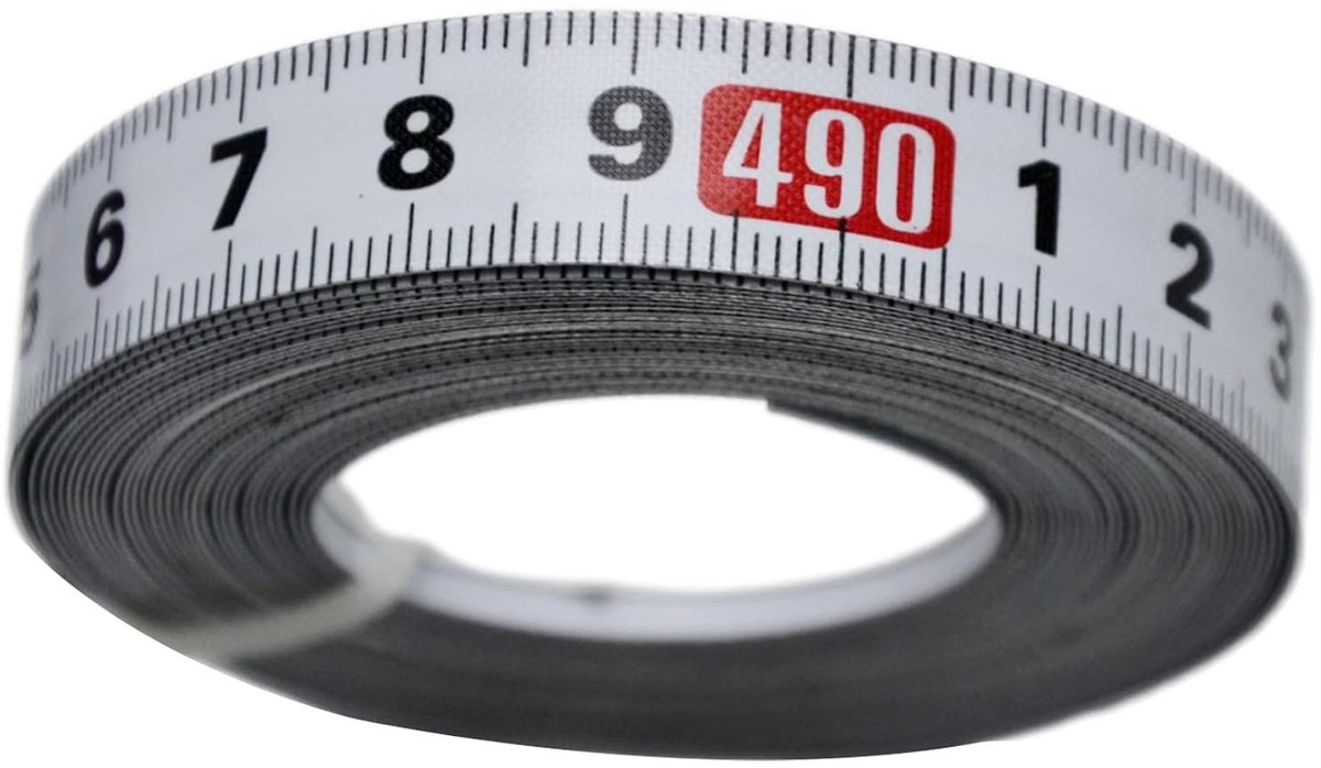 Rolmaat 1/2 x 4,9 m - hoogwaardig staal - links-rechts leesbaar - ideaal voor precisiewerk - ShopVlot