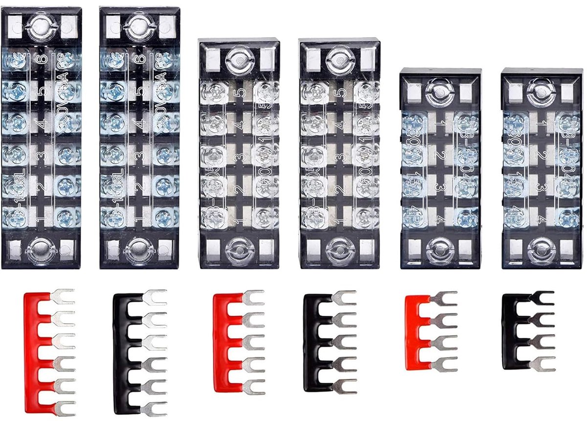 Klemstrip 6-pack - Schroefklem 4/5/6 positie - Dubbele rij - Eenvoudige kabelverbinding - ShopVlot