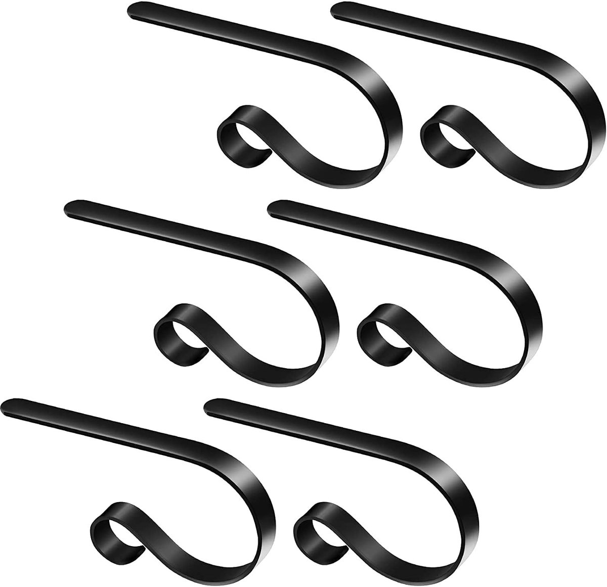 SnelShoppen - 6 Stuks Kerstkous Hangers Metalen Hangende Haakjes Voor Boom Openhaard Feestdecoratie - Zwart